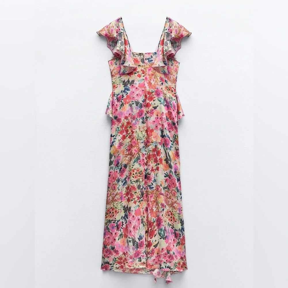 FLORAL PRINT RUFFLED DRESS - Picture 2 of 9